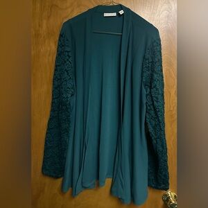 Susan Graver Emerald Green Open Front Cardigan